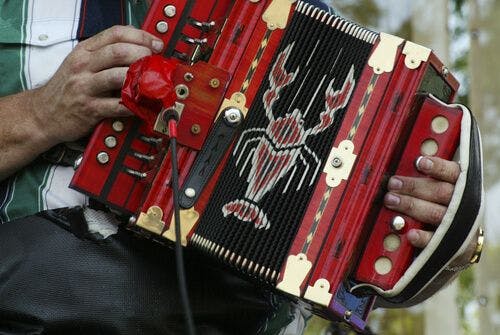 Un accordéon lors d'un concert de musique acadienne